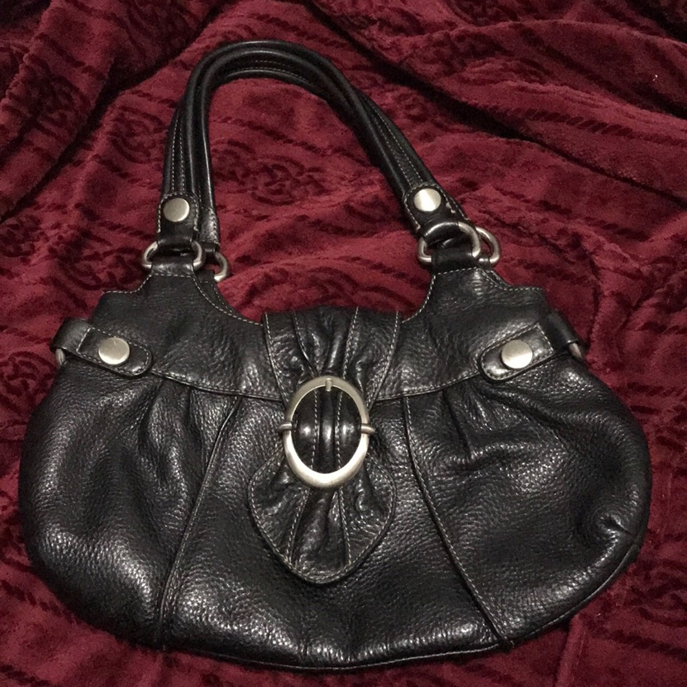 Scarlett Blake Black Leather Hobo Shoulder Bag